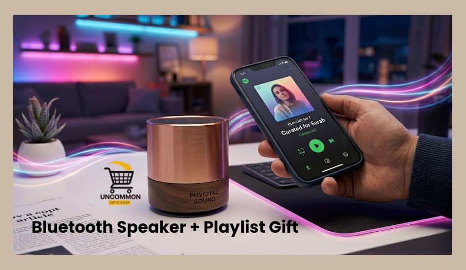 Phygital Tech Gift Ideas with Bluetooth Speaker Plus Playlist Gift