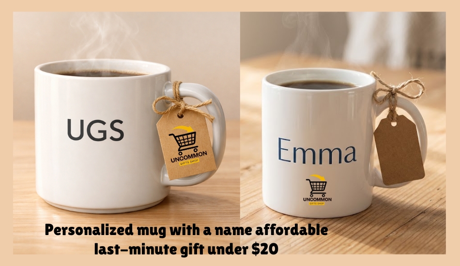 Personalized mug with a name — affordable last-minute gift under $20